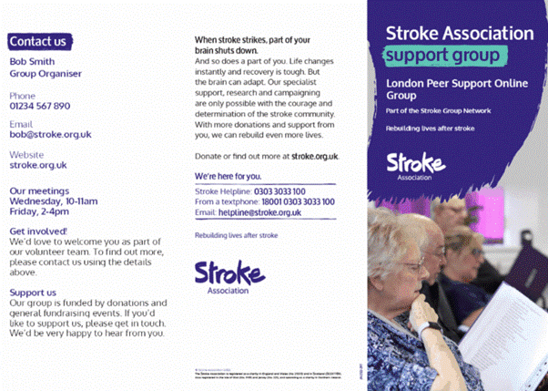Leaflet created in RightMarket for Stroke Association