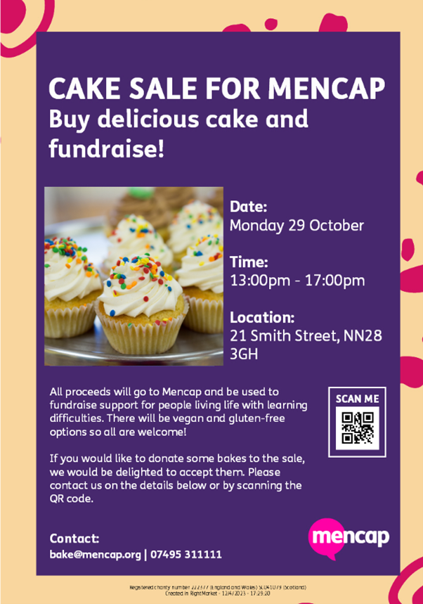 A cake sale poster created for Mencap in RightMarket